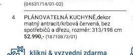 PLÁNOVATELNÁ KUCHYNĚ, dekor matný antracit/krbová červená, bez spotřebičů a dřezu, rozměr: 313/198 cm - Möbelix akcniletaky.com