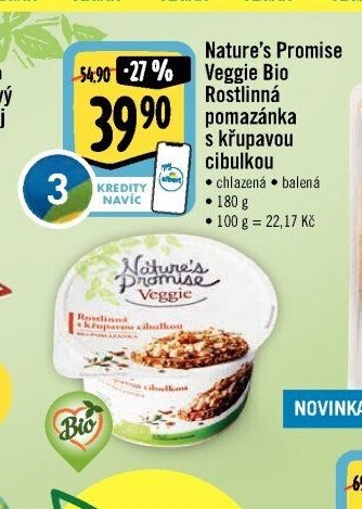 Nature's Promise Veggie Bio Rostlinná pomazánka s křupavou cibulkou
