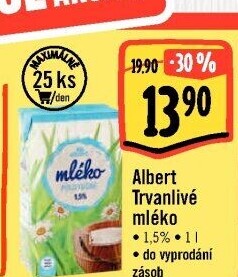 Mléko trvanlivé Albert - 1,5% polotučné