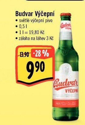 Pivo světlé výčepní Budweiser Budvar