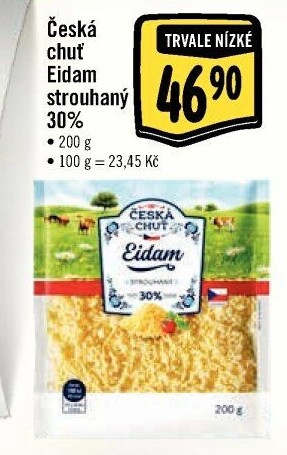 Sýr Eidam 30% strouhaný Česká chuť
