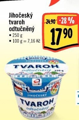 Tvaroh odtučněný Jihočeský Madeta