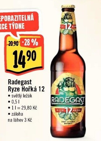 Pivo světlý ležák 12° Ryze hořká Radegast