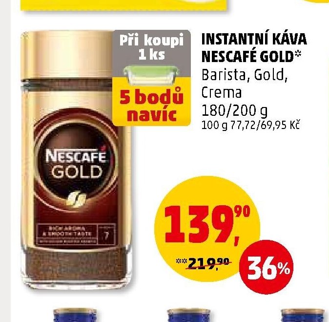 INSTANTNÍ KÁVA NESCAFÉ GOLD Barista, Gold, Crema 180/200 g