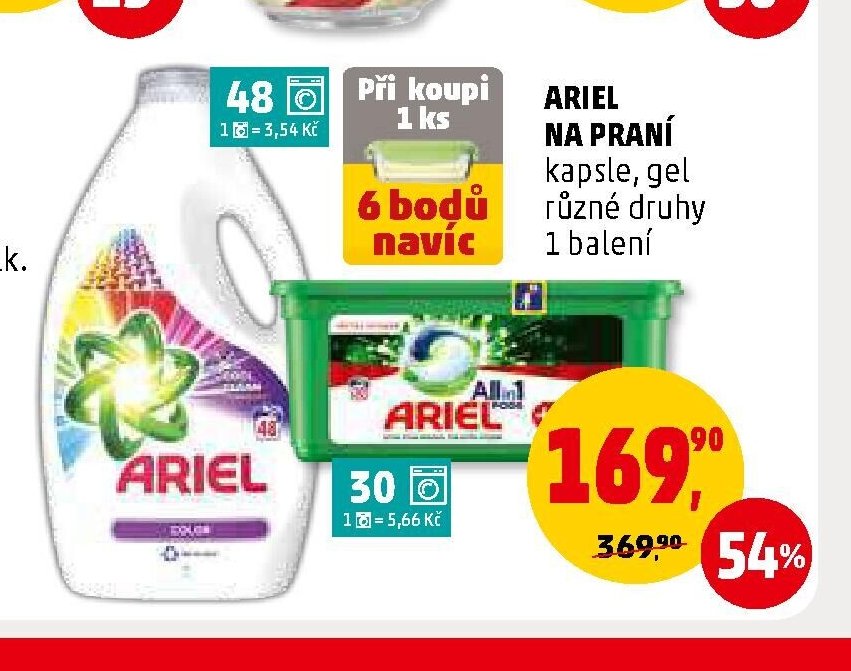 ARIEL NA PRANÍ kapsle, gel různé druhy