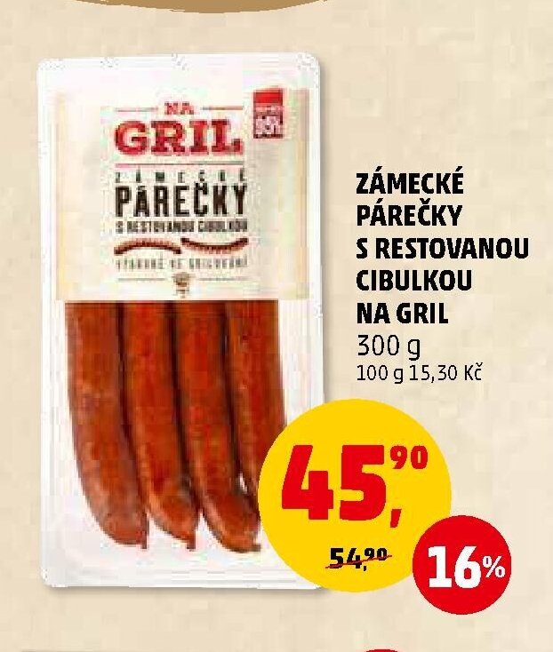 Zámecké párečky s restovanou cibulkou na gril