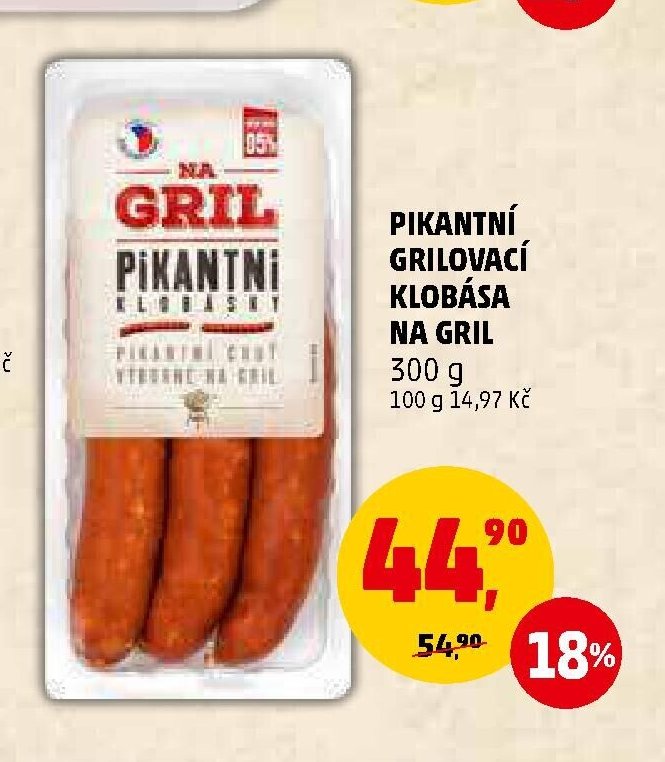 Pikantní grilovací klobása na gril