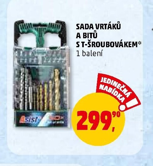 SADA VRTÁKŮ A BITŮ S T-ŠROUBOVÁKEM