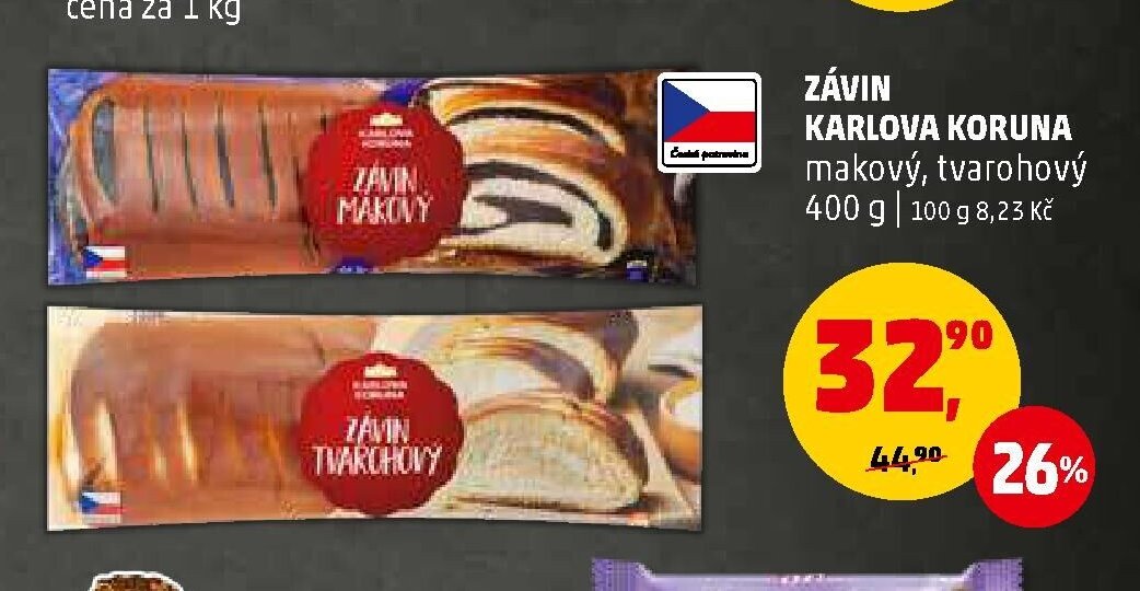 ZÁVIN KARLOVA KORUNA makový, tvarohový