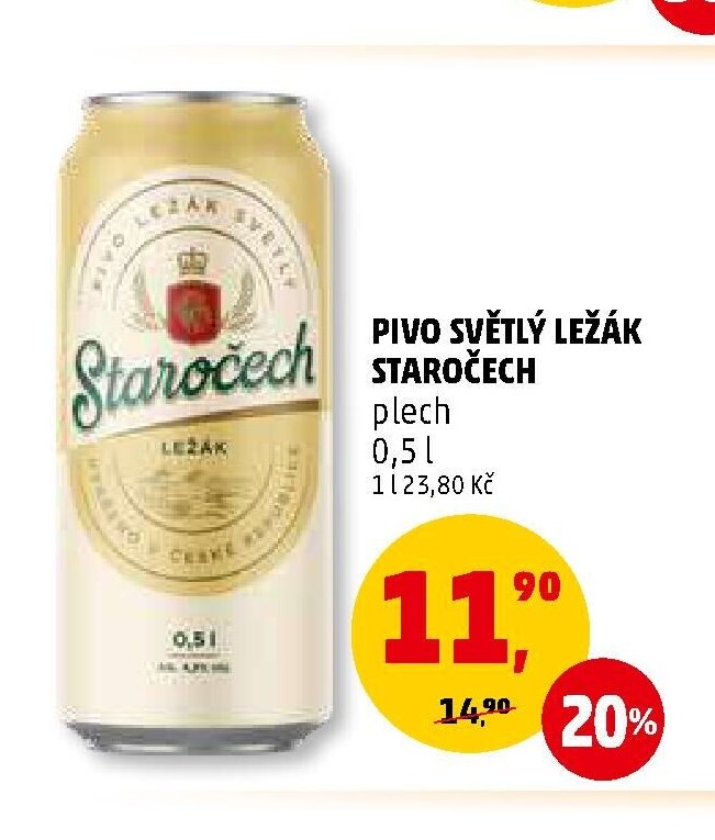 PIVO SVĚTLÝ LEŽÁK STAROČECH plech 0,5 l