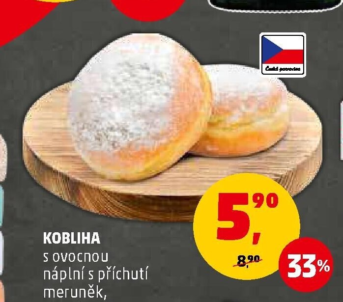 Kobliha s ovocnou náplní s příchutí meruněk
