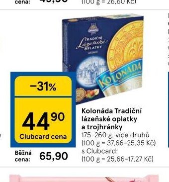 Kolonáda Tradiční lázeňské oplatky a trojhránky 175-260 g