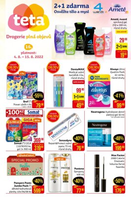 akční leták Teta drogerie 4.8.2022-15.8.2022