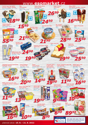 akční leták ESO MARKET 10.8.2022-21.8.2022