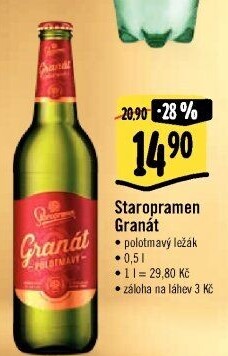 Pivo polotmavý ležák Granát Staropramen