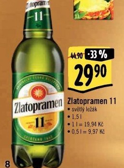 Pivo světlý ležák 11° Zlatopramen