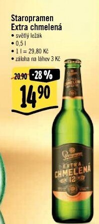 Pivo světlý ležák Extra chmelená 12° Staropramen