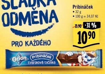 Tyčinka čokoládová Pribináček Orion