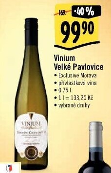 Vína Vinium Exclusive Morava Velké Pavlovice - pozdní sběr