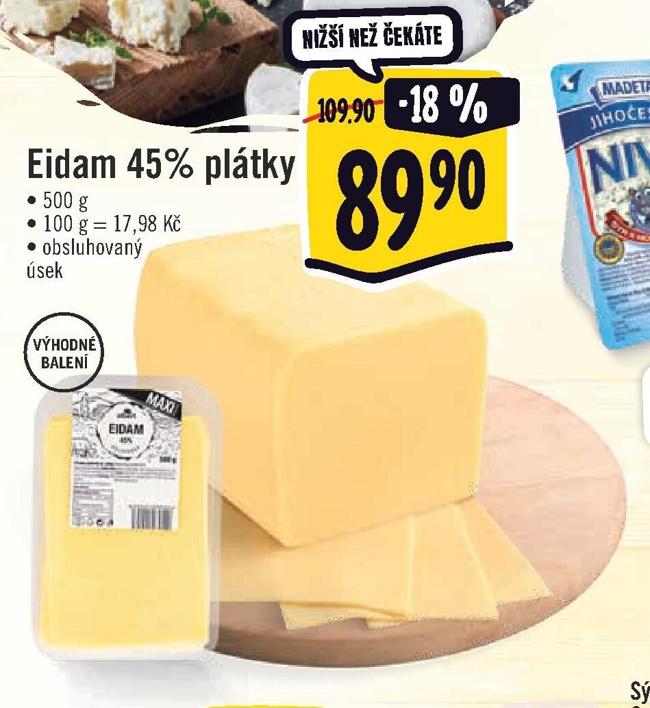Eidam 45% plátky