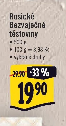 Rosické Bezvaječné těstoviny