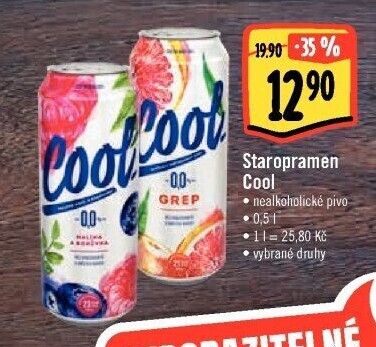 Nealkoholické pivo ochucené Staropramen Cool