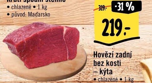 Hovězí kýta zadní bez kosti