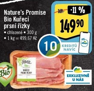 Kuřecí prsní řízky bio Nature'