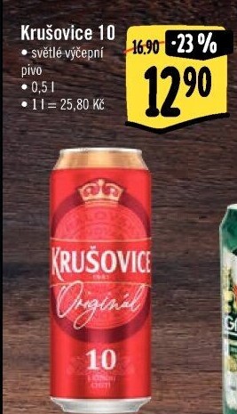 Pivo světlé výčepní Originál Královská 10° Krušovice
