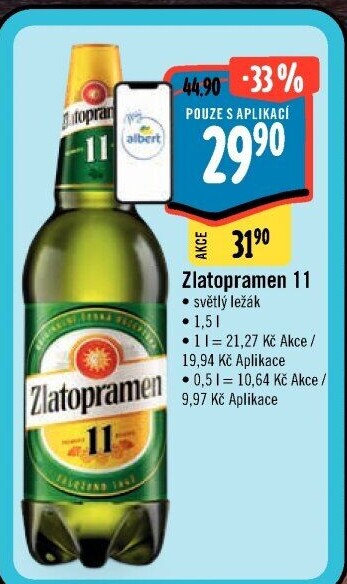 Pivo světlý ležák 11° Zlatopramen