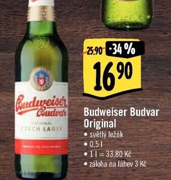 Pivo světlý ležák B: Original Budweiser Budvar