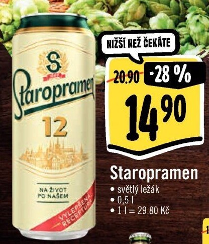 Pivo světlý ležák Staropramen