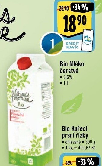 Mléko čerstvé bio Nature'