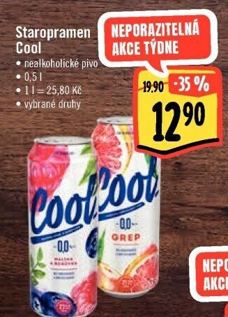 Nealkoholické pivo ochucené Staropramen Cool