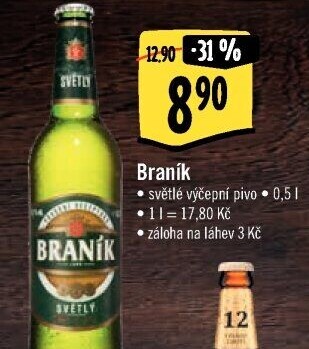 Pivo světlé výčepní 10° Braník