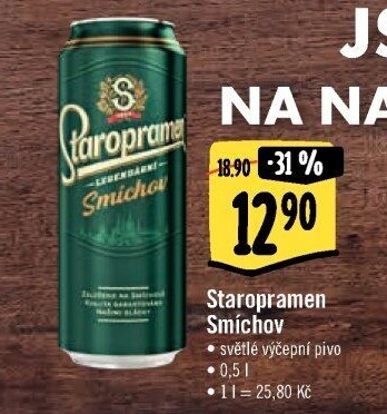 Pivo světlé výčepní 10° Smíchov Staropramen