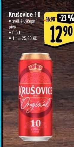 Pivo světlé výčepní Originál Královská 10° Krušovice