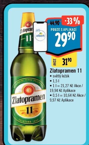Pivo světlý ležák 11° Zlatopramen