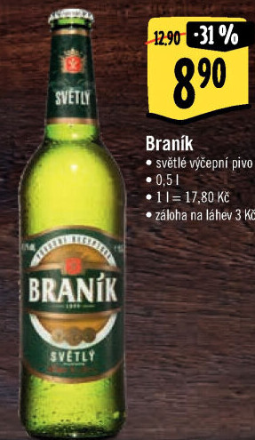 Pivo světlé výčepní 10° Braník