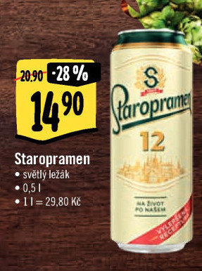 Pivo světlý ležák Staropramen