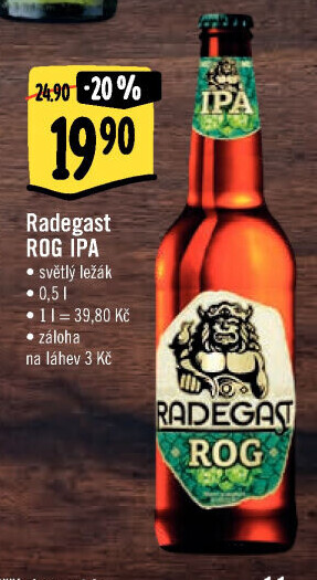 Pivo světlý výčepní speciál ROG IPA Radegast