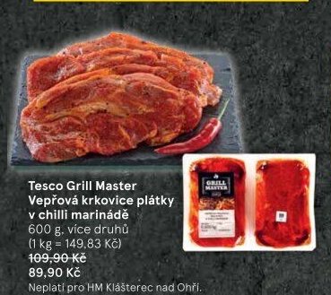 Tesco Grill Master Vepřová krkovice plátky v chilli marinádě
