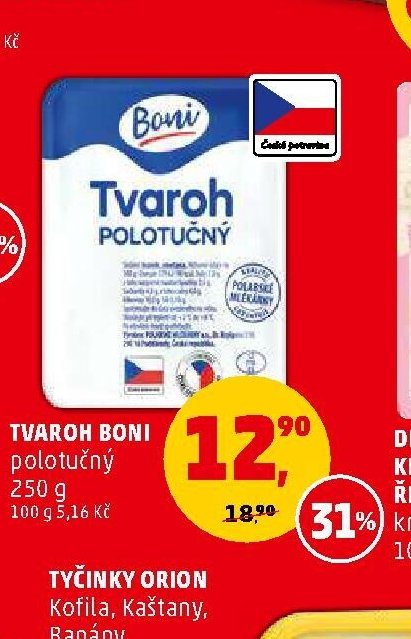 Tvaroh Boni polotučný 250 g