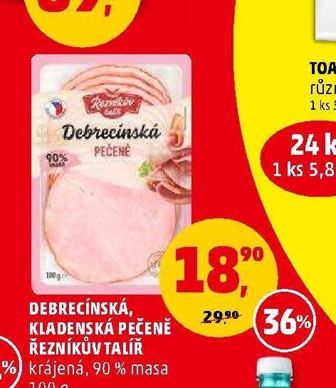 Debrecínská, kladenská pečeně, řezníkův talíř 100 g