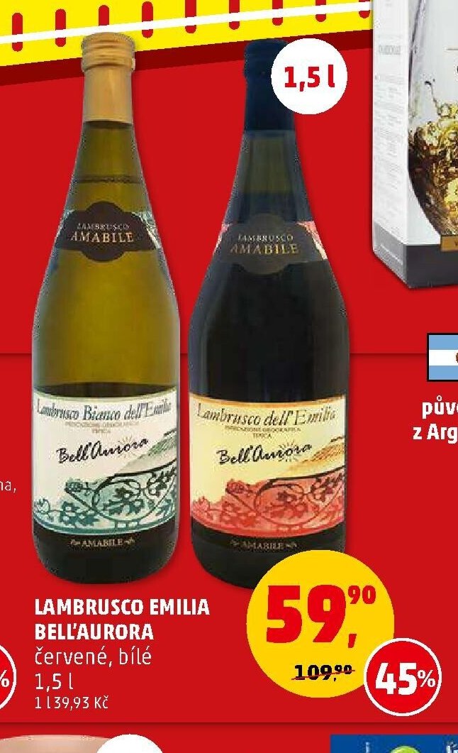 LAMBRUSCO EMILIA BELL'AURORA červené, bílé 1,5l