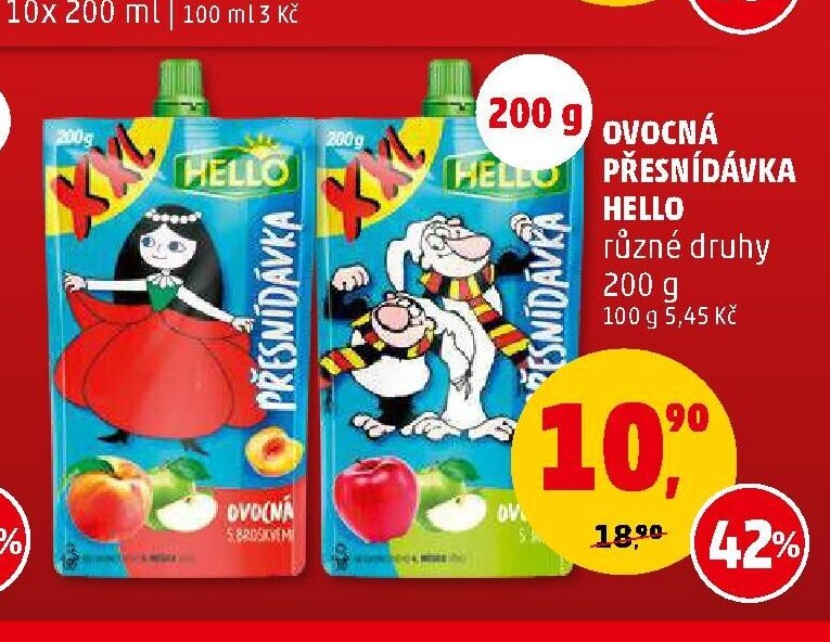 HELLO OVOCNÁ PŘESNÍDÁVKA různé druhy 200g