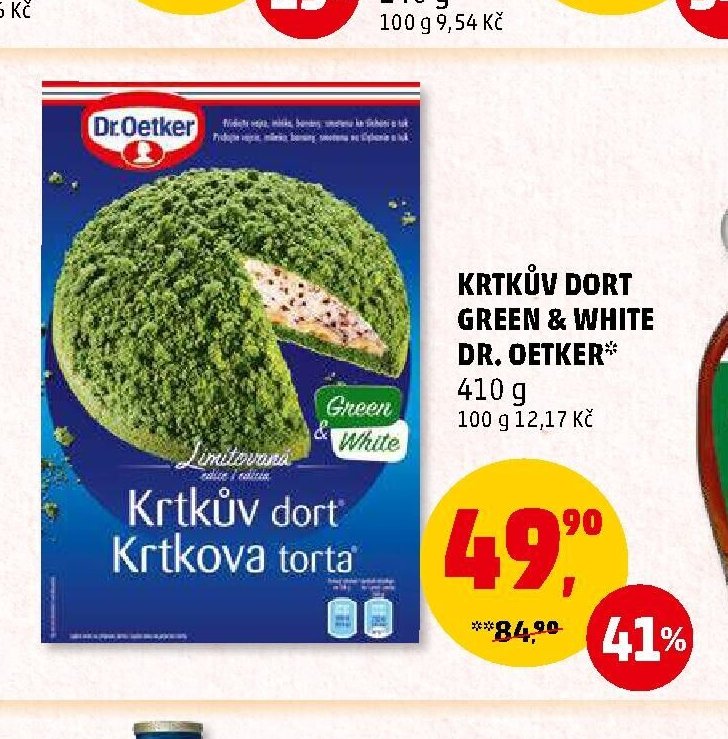 Krtkův dort Green & White Dr. Oetker