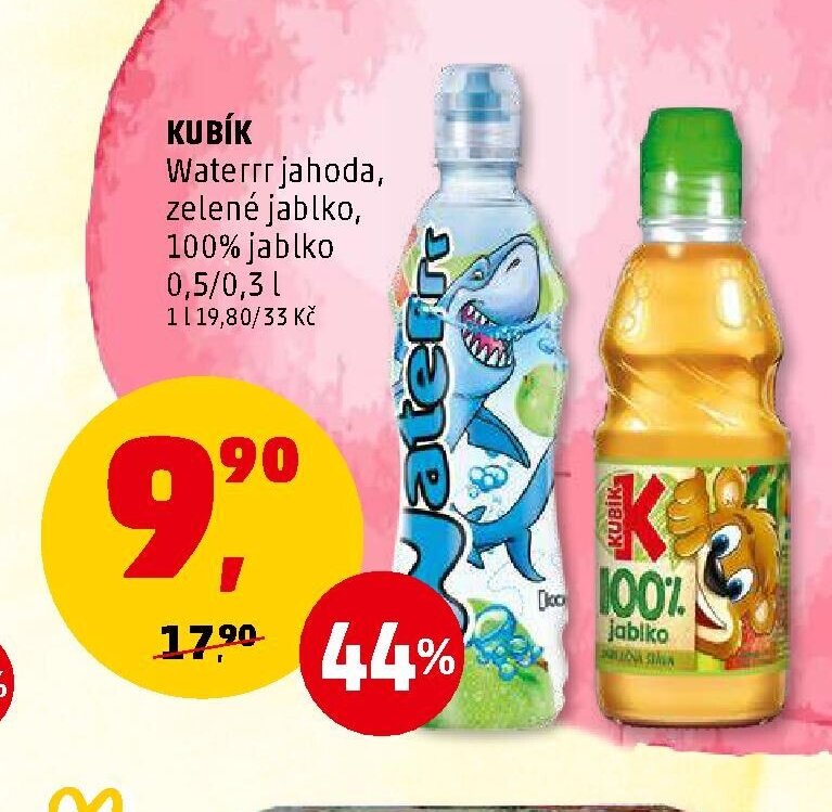 KUBÍK Waterrr jahoda, 0,5/0,3 l