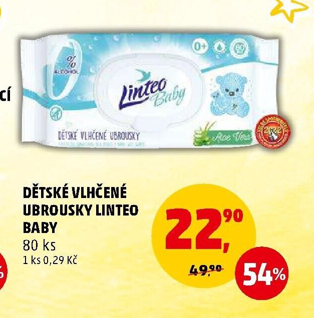 DĚTSKÉ VLHČENÉ UBROUSKY LINTEO BABY 80 ks