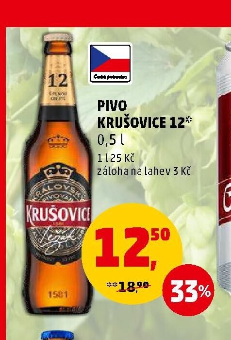 Pivo Krušovice 12* 0,5 l